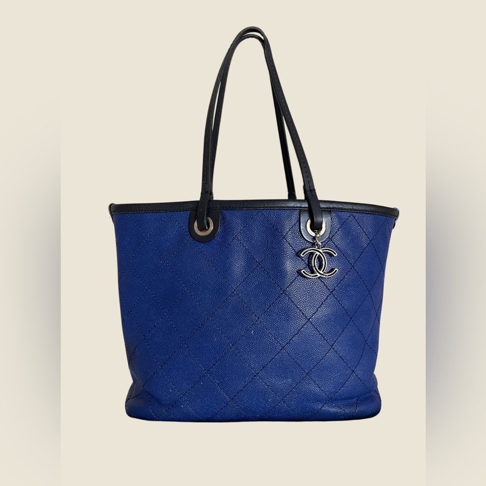 Chanel Grained Calfskin Shopping Fever Tote - Women, Blue